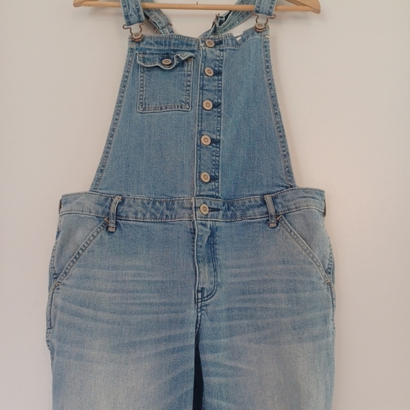 Hollister Denim Boyfriend Overalls Womens Large 36"X 24" Thrashed Jeans - Picture 3 of 11